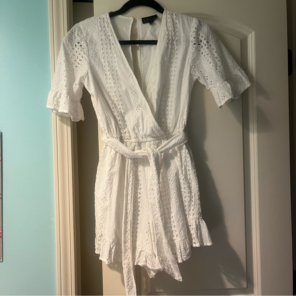White eyelet romper